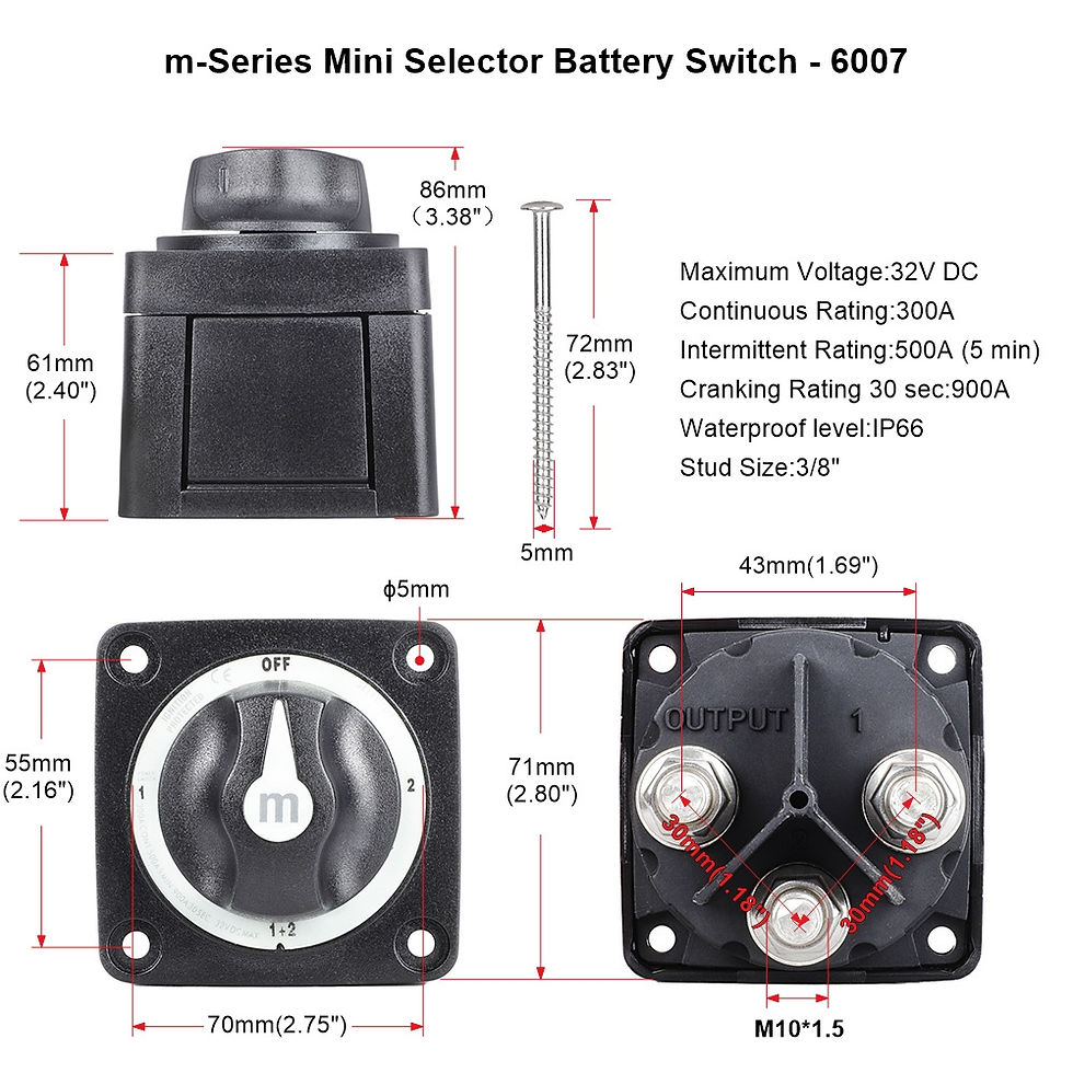 Thumbnail: 2 3 4 Position Battery Mass Switch M10 12V Selector Marine Isolator Disconnect R
