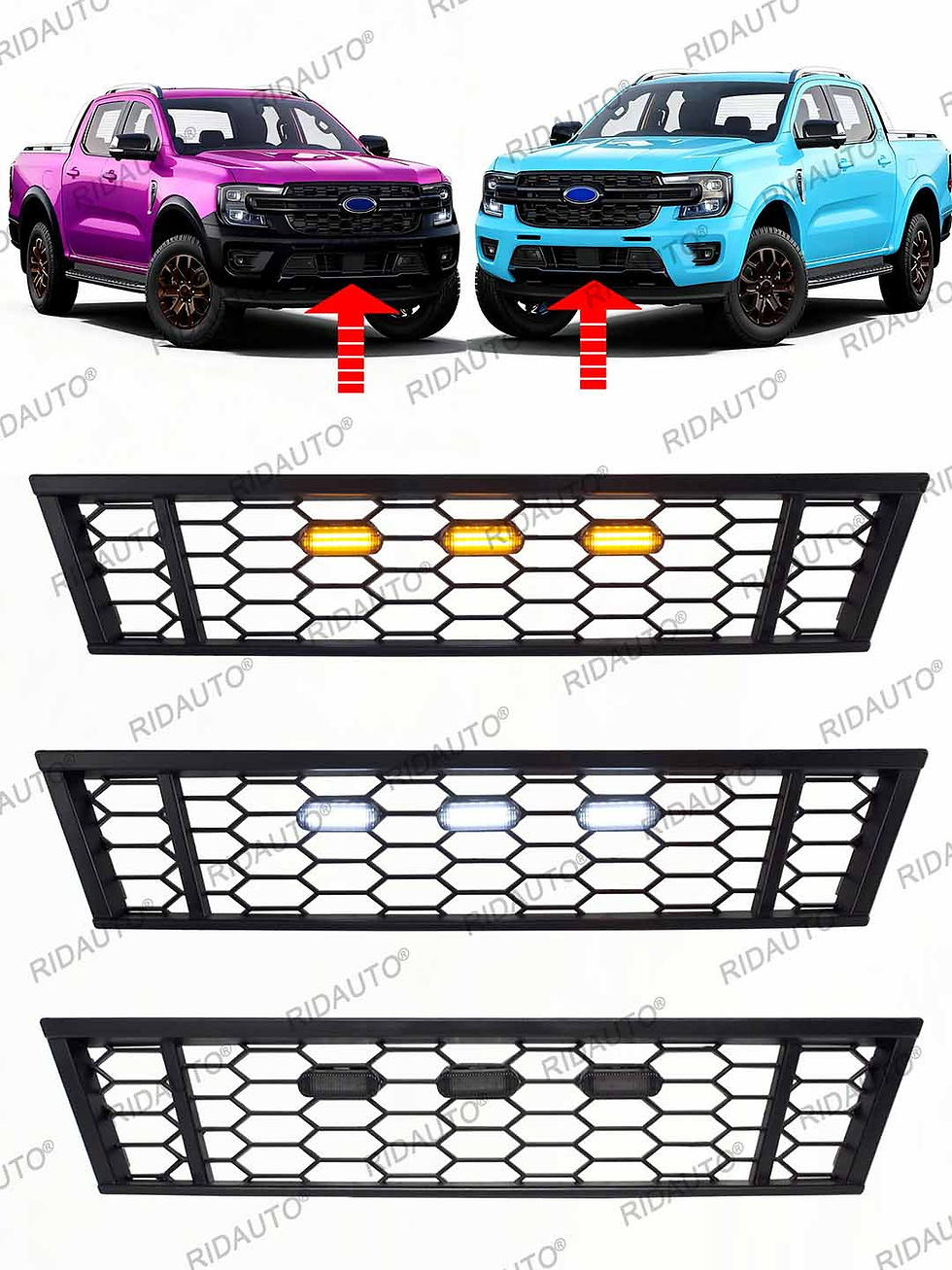 Thumbnail: Front Bumper Lower Mesh Grille Grills ABS Plastic Grille For FORD RANGER Wildtra