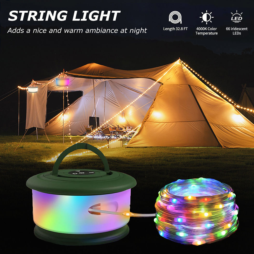 Thumbnail: Camping light string, 19 lighting modes, 3-in-1 rechargeable tent light string,