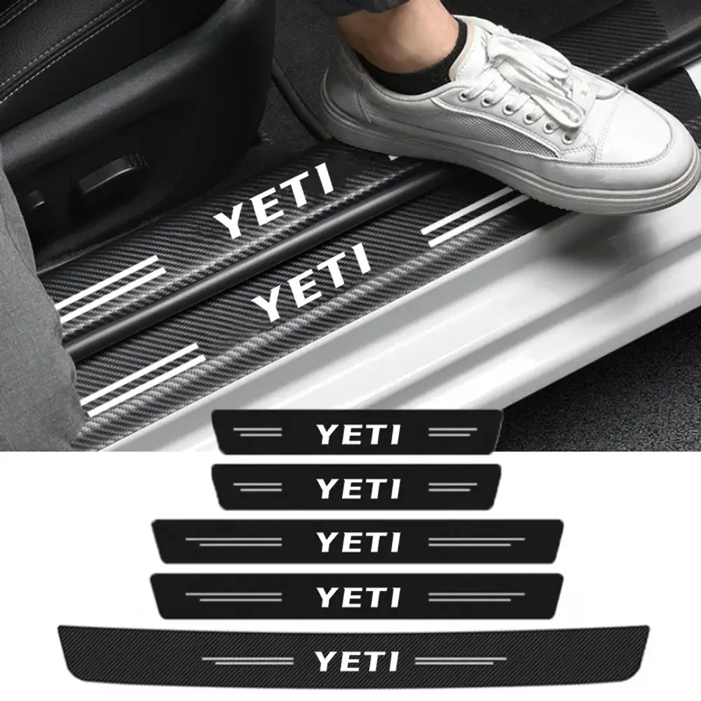 Carbon Fiber Car Door Sill Anti Scratches Stickers Threshold Decals Rear Trunk P