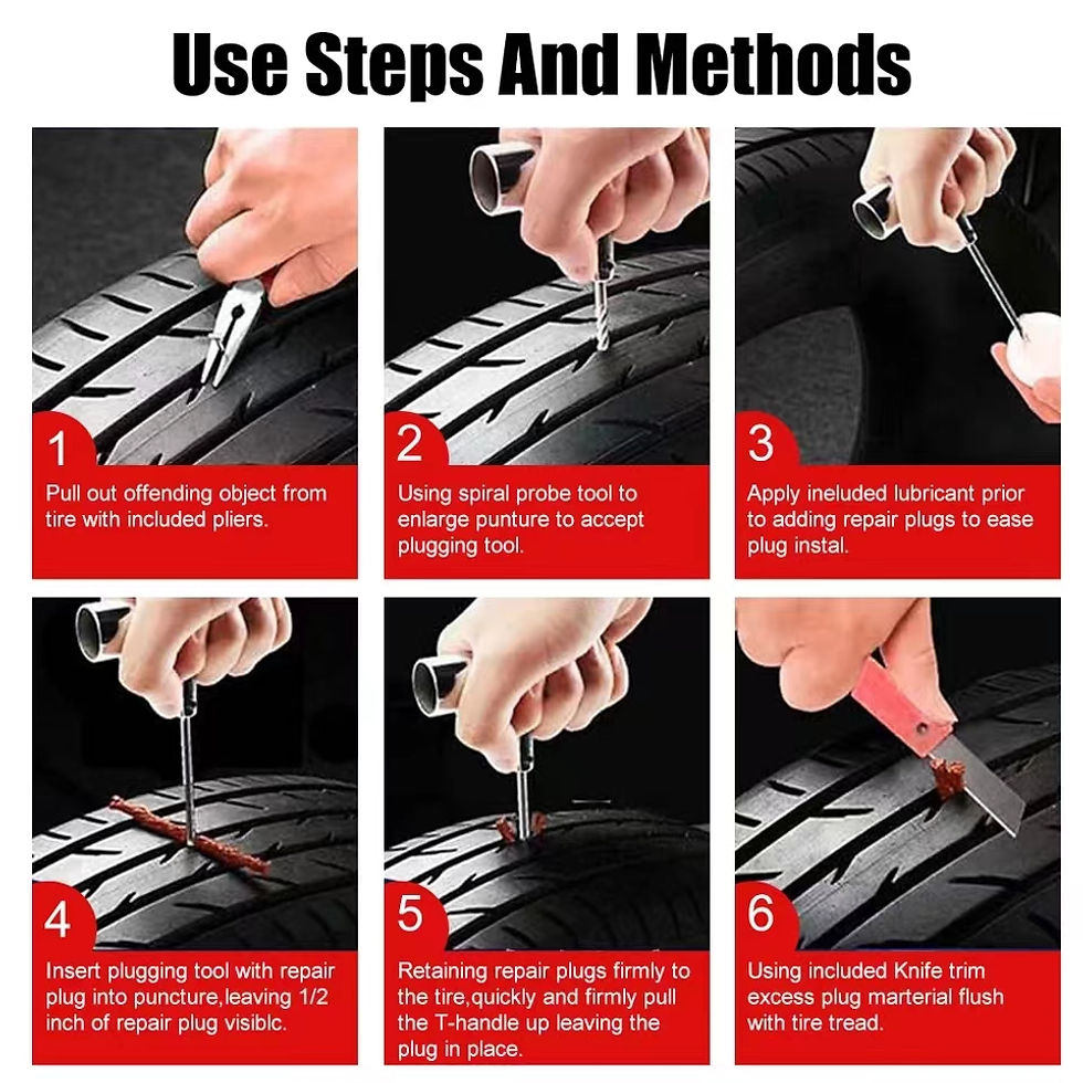 Thumbnail: Tyre Repair Kit 45PCS Motorcycle Car Accessories Studding Tool Set Puncture Pug