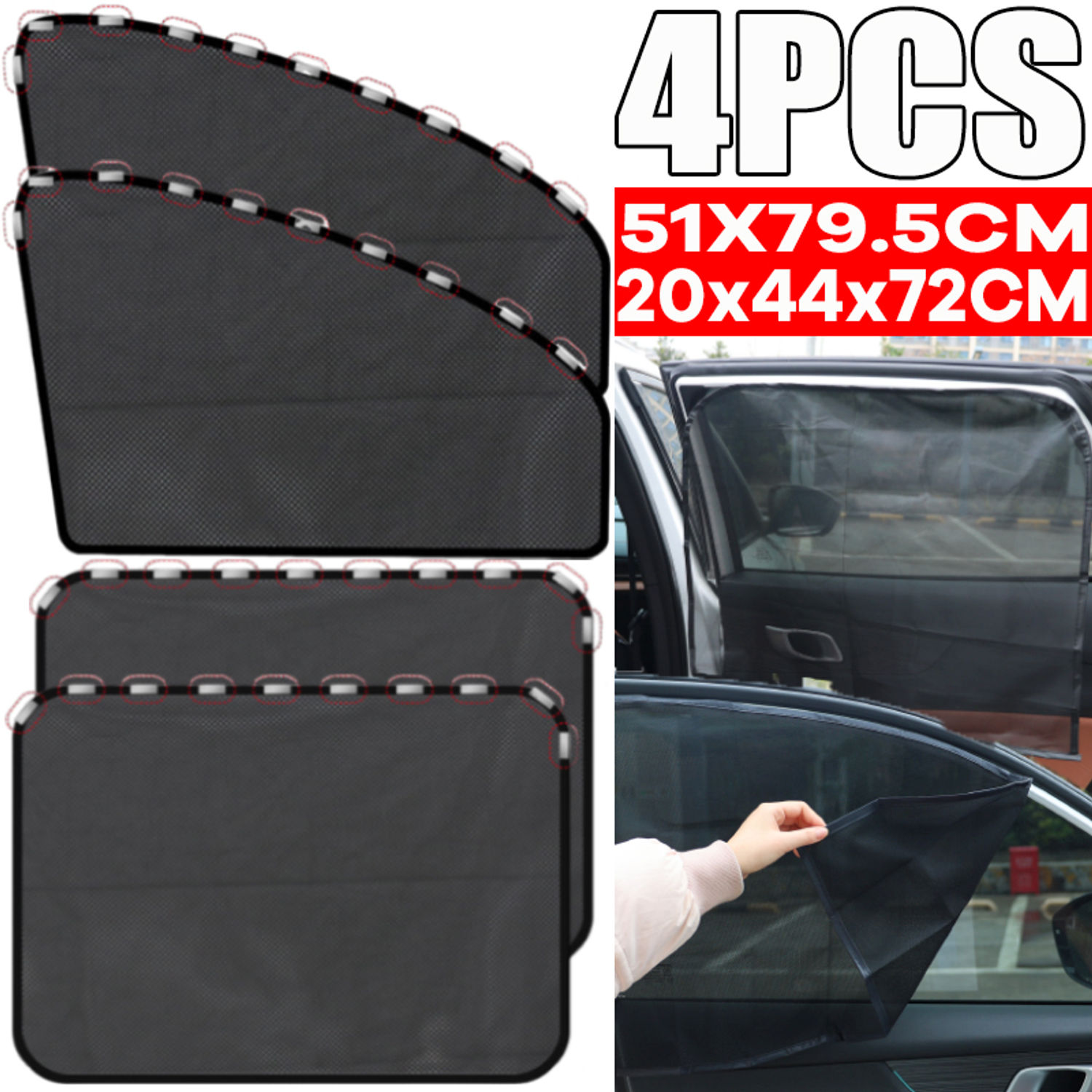 Magnetic Front Rear Window Curtain Summer Car Side Window Sun Shade with Small H