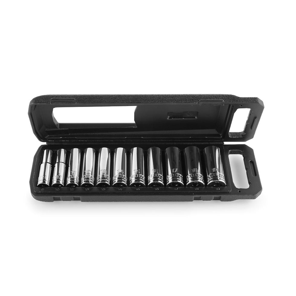 HART 11-Piece 3/8" Drive Metric Deep Socket Set, with Storage Case, Chrome ..