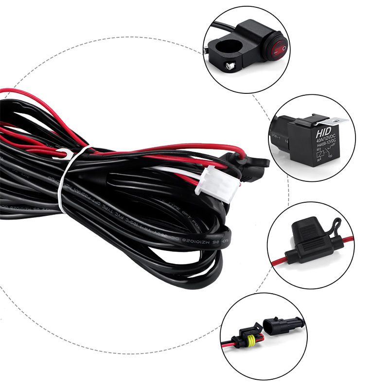 Thumbnail: 40A 12V Fog Lights Wire Switch Harness 2 Wires 1.6M 2.2M Electric On Off Switch