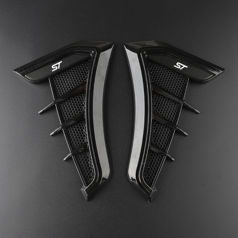 Black Car Fender Side Vents Air Flow Intake Hole Shark 3D Grille Sticker Cover f