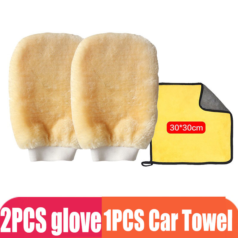 Thumbnail: 1-10pcs Microfiber Car Wash Gloves Soft Wool Plush Car Cleaning Mitt Double-face