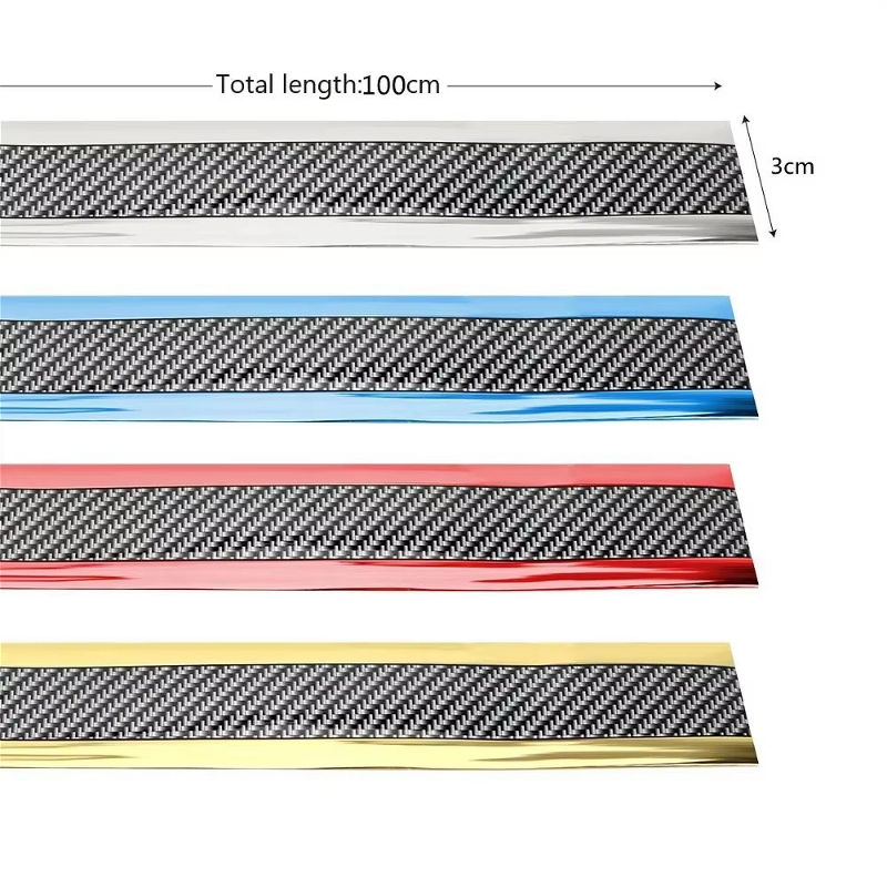 Thumbnail: Carbon Fiber Anti-scratch Stickers Car Threshold Protection Rubber Strips Car Th