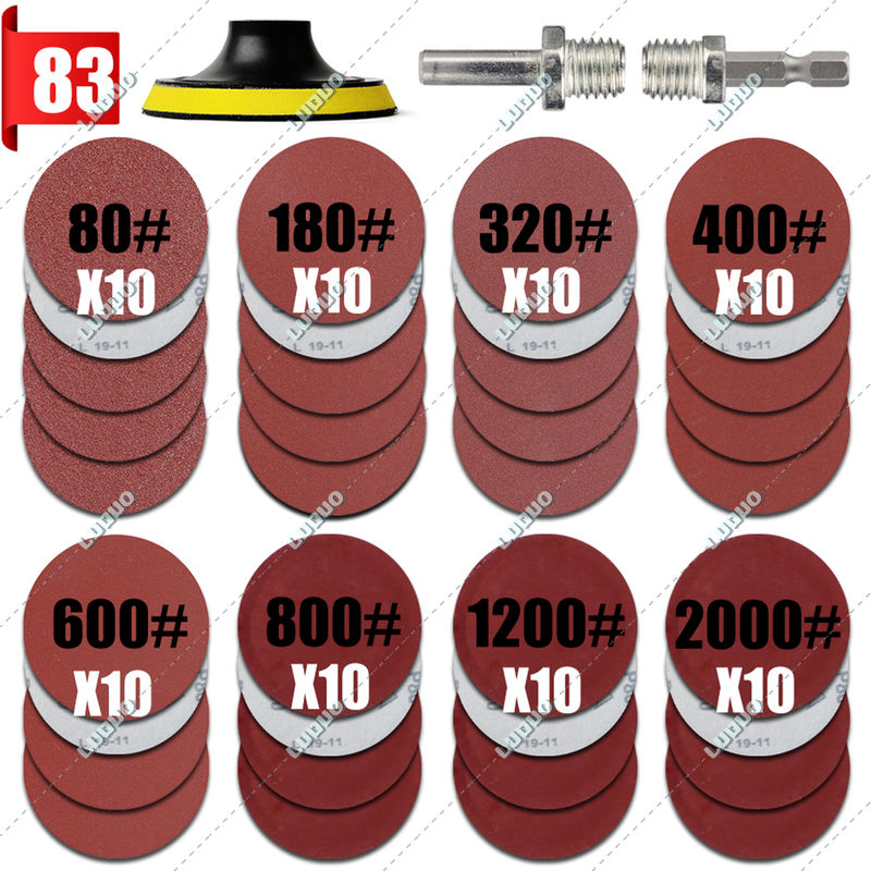 Thumbnail: 80/83PCS Grinding Sandpaper Set With Sanding Disc Hook & Loop Dry Polish Sand Pa