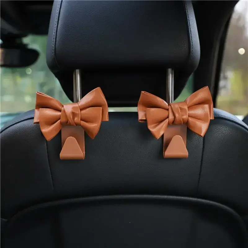 Thumbnail: Car Seat Back Hook Bowknot Storage Hook PU Leather Fashion Bag Purse Holder Univ