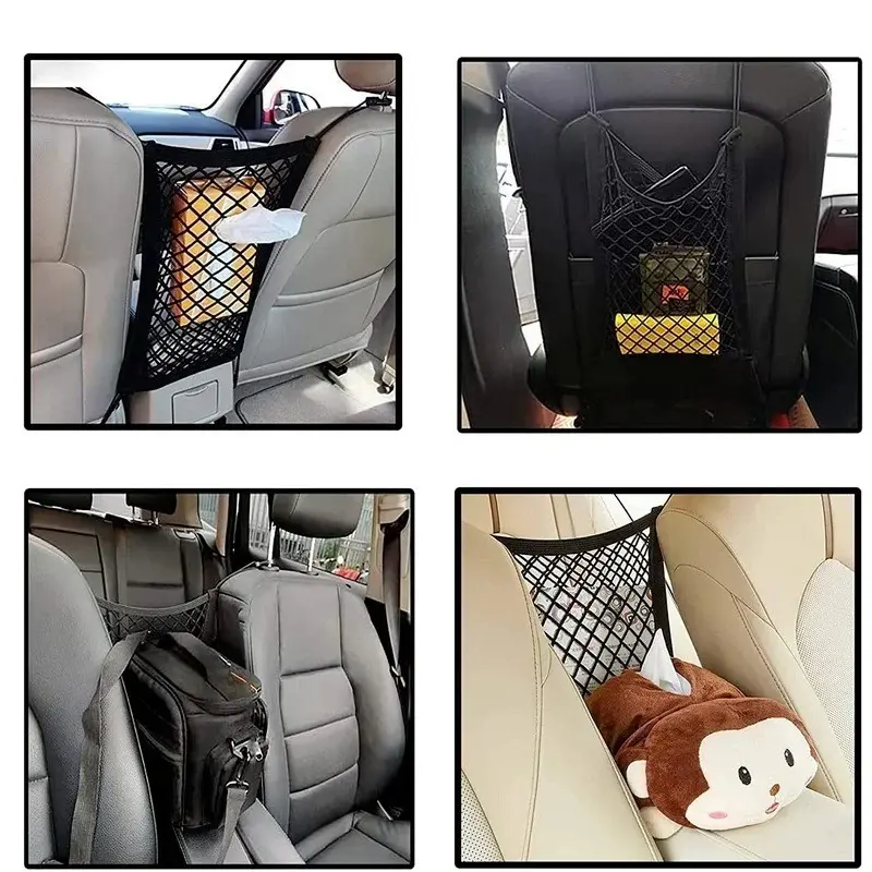 Thumbnail: 1Pc Car Truck Seat Mesh Storage Net Bag with Hook Between Seats Organizer Holder
