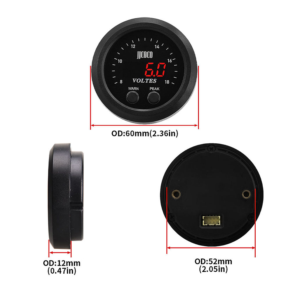 Thumbnail: Universal Ultra-thin 52MM Voltmeter 8-18V Voltage Meter Voltes Gauge Ultra-Thin