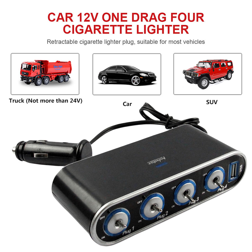 Thumbnail: USB Port Car Charger Adapter 12V Cigarette Lighter Socket Splitter 4 Way Cigaret