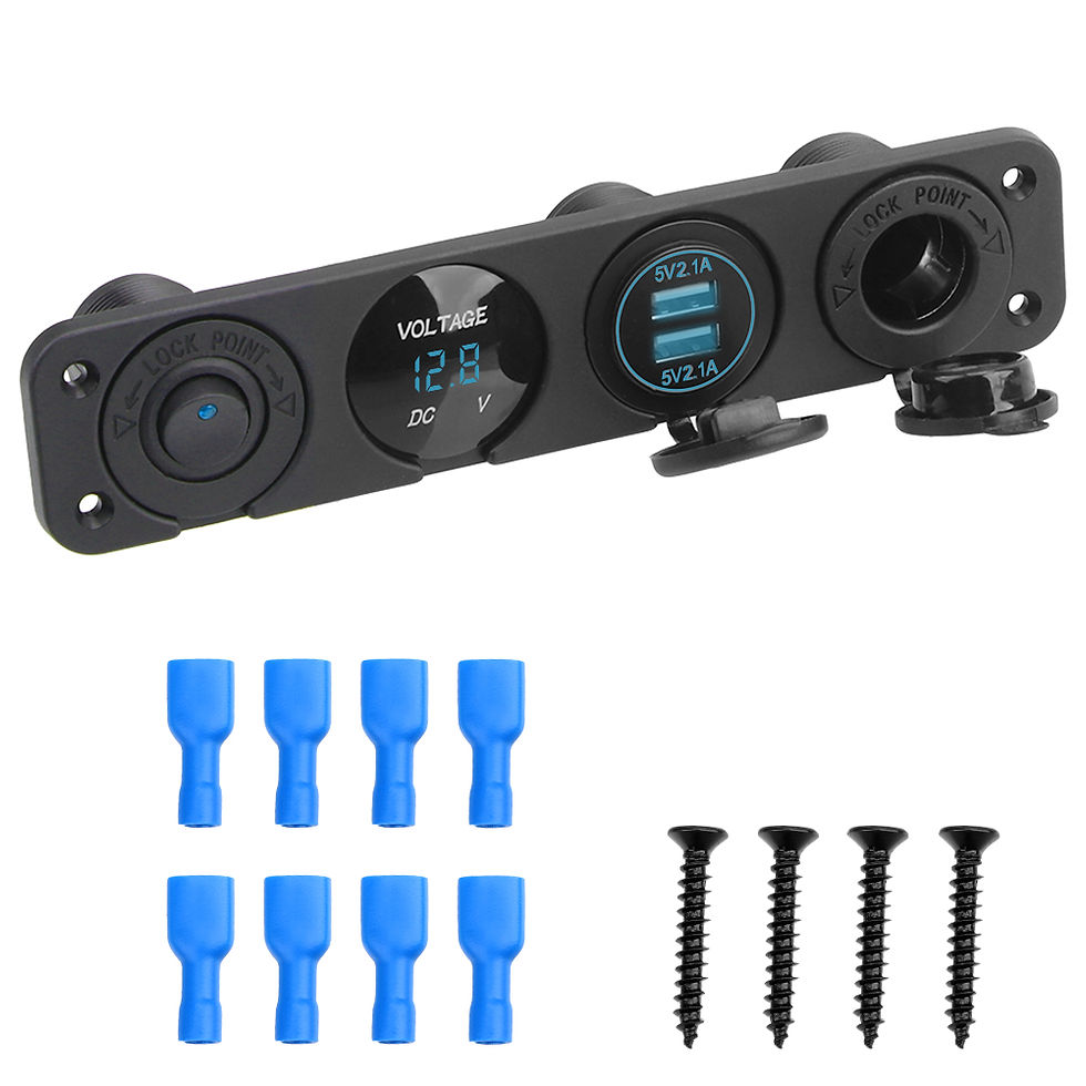 Thumbnail: 12V Power Adapter 4 In 1 Switch Panel Boat Marine Voltmeter Tester Car USB Charg