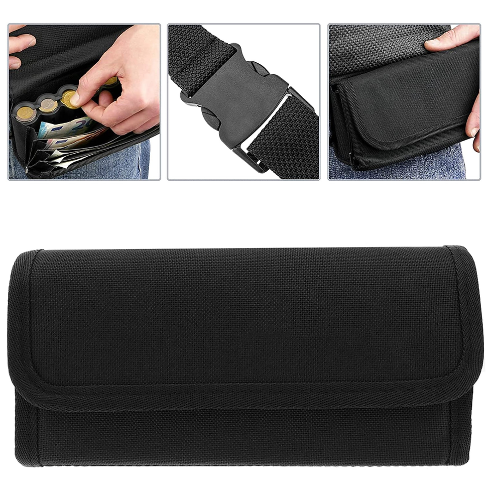 Thumbnail: Canvas Cash Wallet with Coin Organizer Box Adjustable Belt Large Capacity Cash B