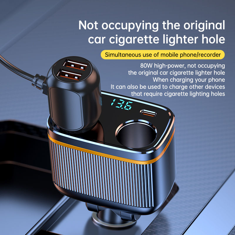 Thumbnail: Car Charger 145W Dual USB Ports Type C PD Fast Charge Adapter For Xiaomi Huawei