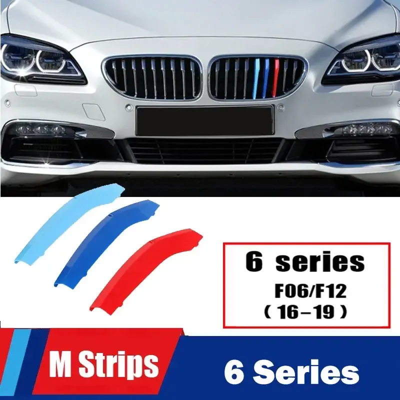 Thumbnail: 3D M Front Grille Trim Sport Strips grill Cover Performance Stickers For 2010-20