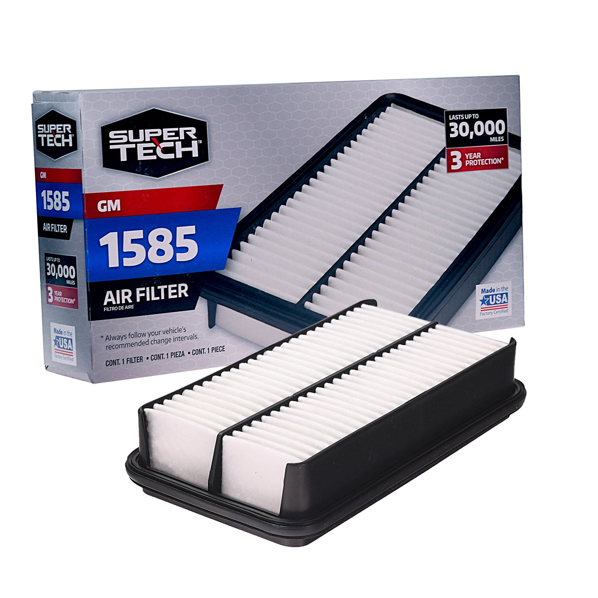 Super Tech 1585 Engine Air Filter, Replacement Filter for GM Fits select: 1..