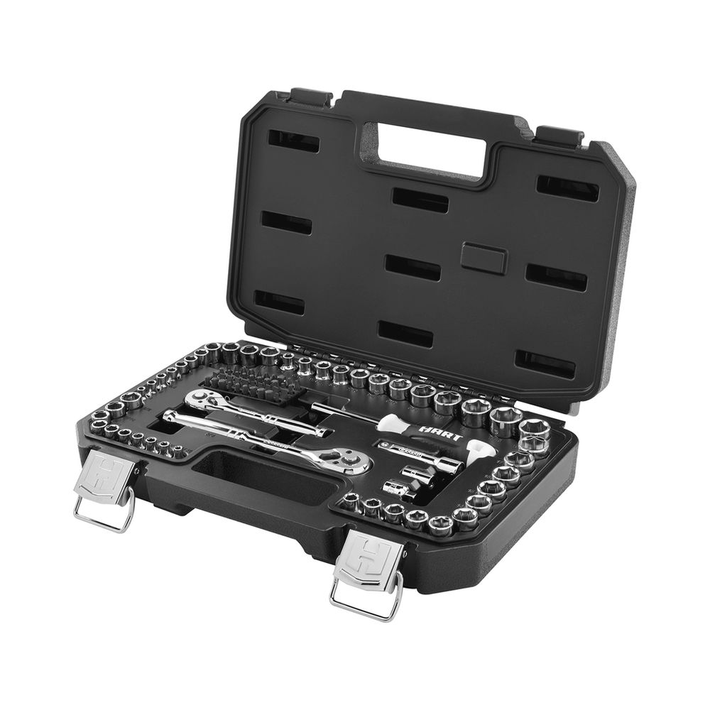 HART 90-Piece 1/4 and 3/8-inch Mechanics Tool Set, Chrome Finish, New Condi..
