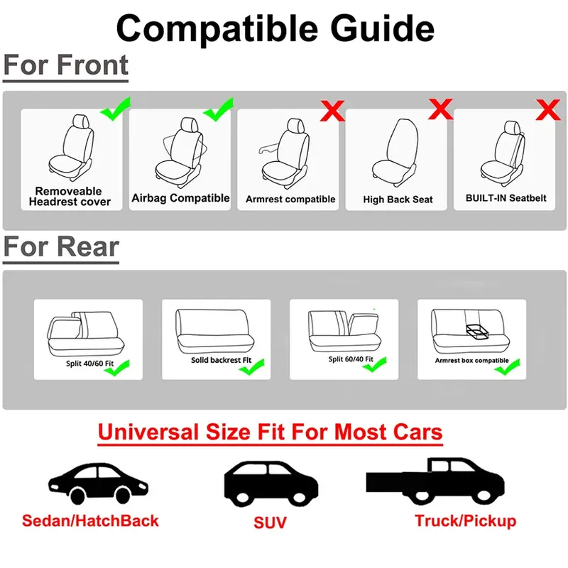 Thumbnail: AUTO PLUS Universal Size Seat Covers for Car SUV Truck Vans Tire Press Design Se