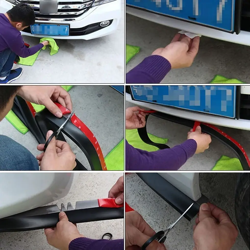 Thumbnail: Car Front Bumper Lip Carbon Fiber Rubber Universal Protector Bumper Lip Strip Sp