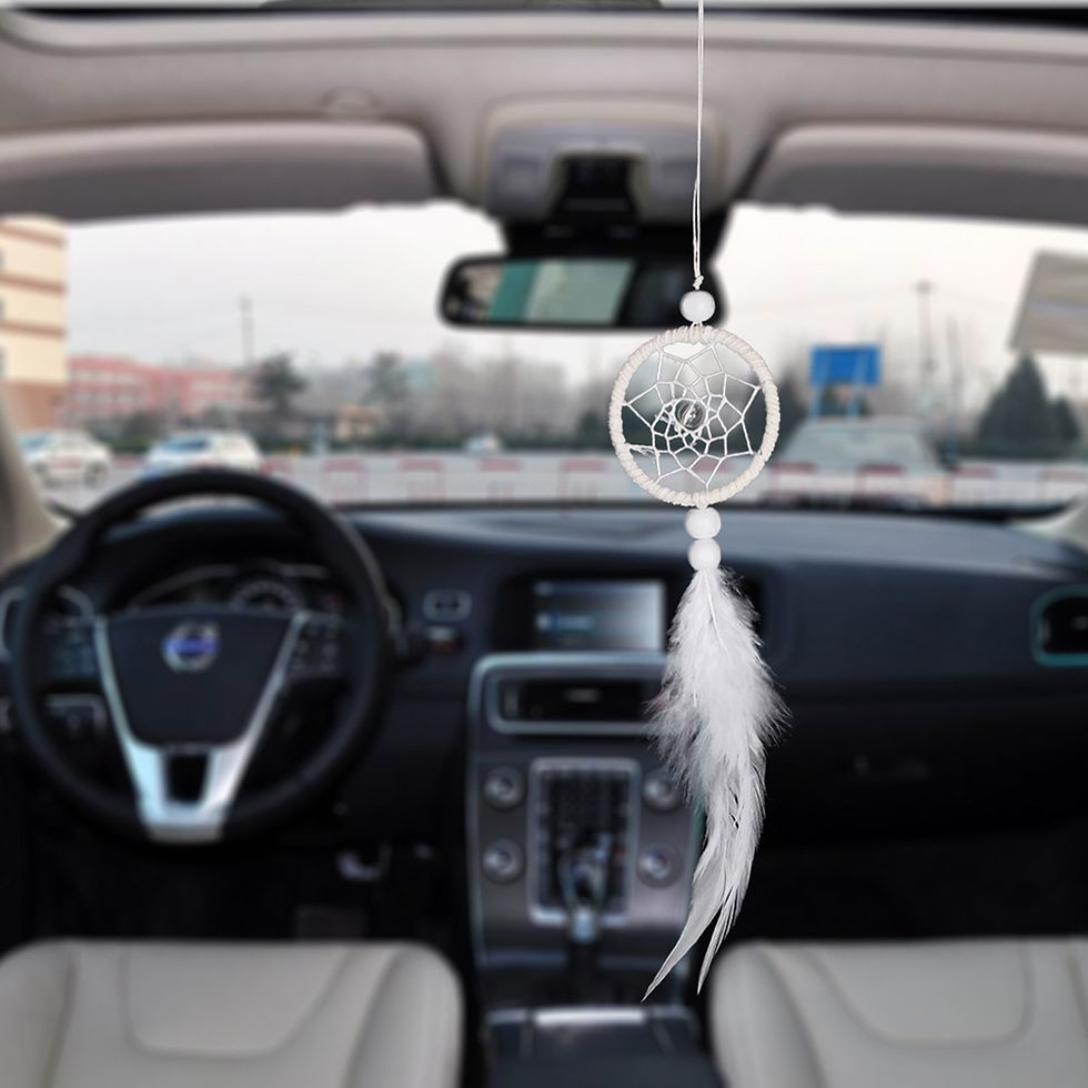 Thumbnail: Car Pedant Mini Feather Wind Chimes Pure White Dream Catcher Wall Hanging Decor