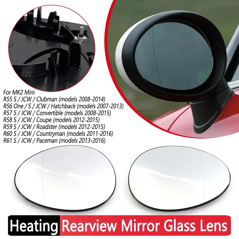 Door Wing Rearview Mirror Heated Glass Replacement for MK2 Mini R55 S/JCW/Clubma