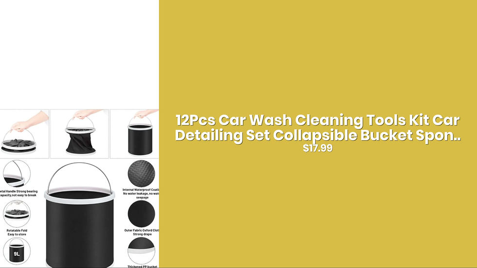 Thumbnail: 12Pcs Car Wash Cleaning Tools Kit Car Detailing Set Collapsible Bucket Spon..