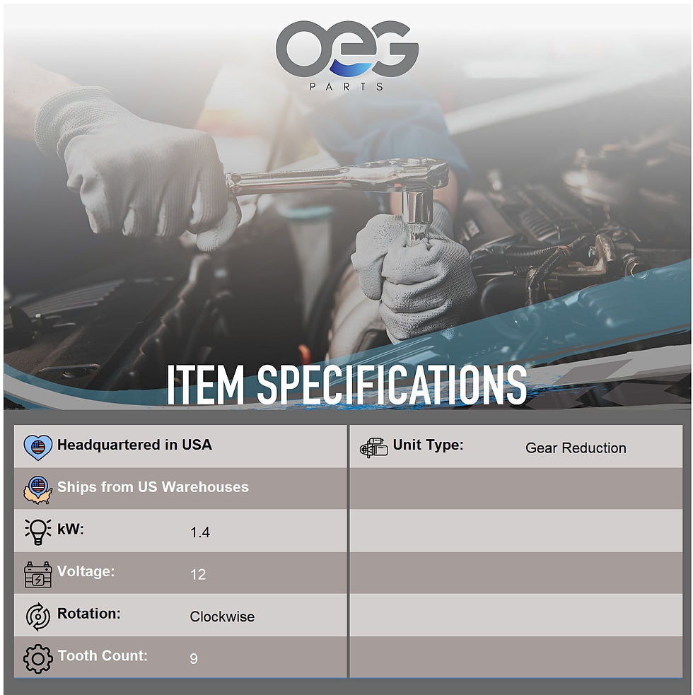 Thumbnail: OEG Parts New Starter Replacement For Jeep 2.5L Wrangler 1987-94, Wagoneer ..