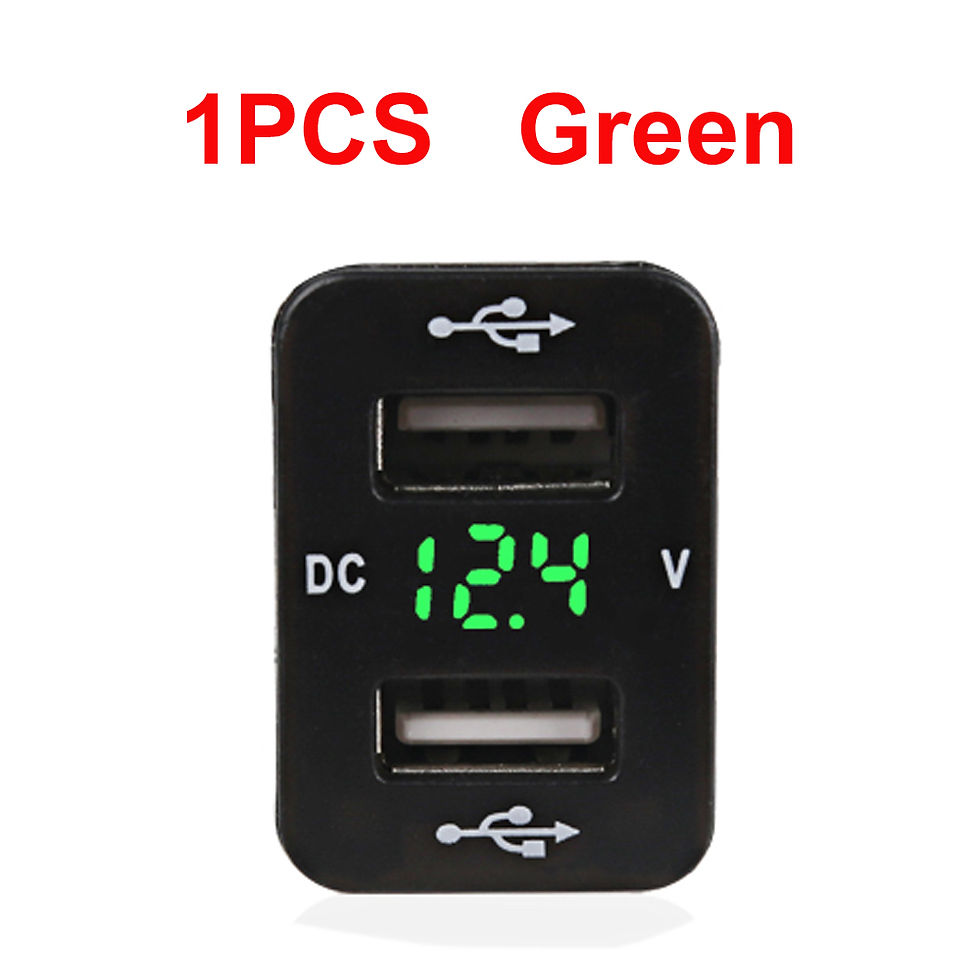 Thumbnail: 12V-24V Car Charger Socket 4.2A Dual USB Ports with Voltage Display Power Socket