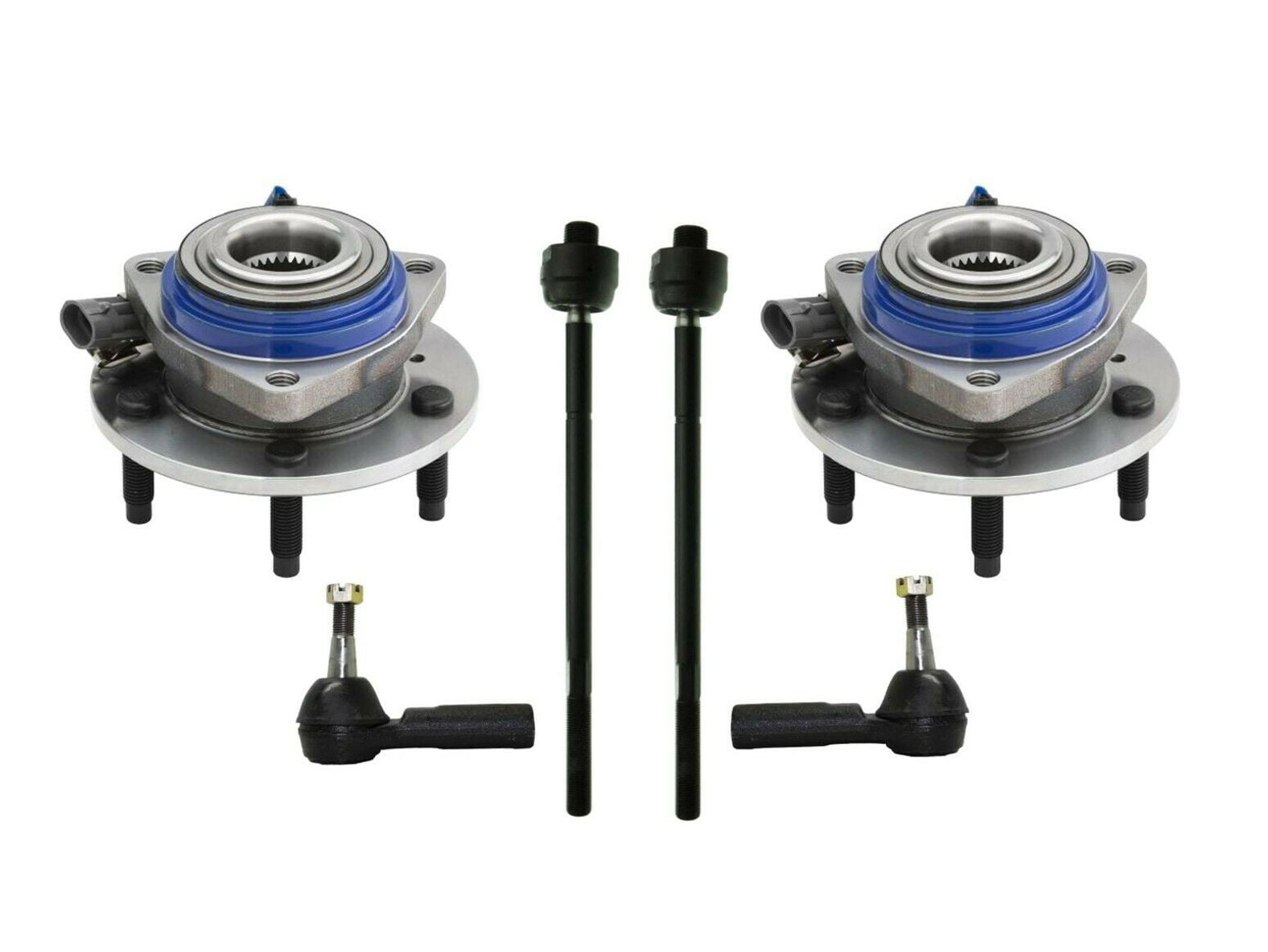 6 Pc Front Wheel Bearing Hub Assembly Tie Rod Ends Outer & Inner Suspension..