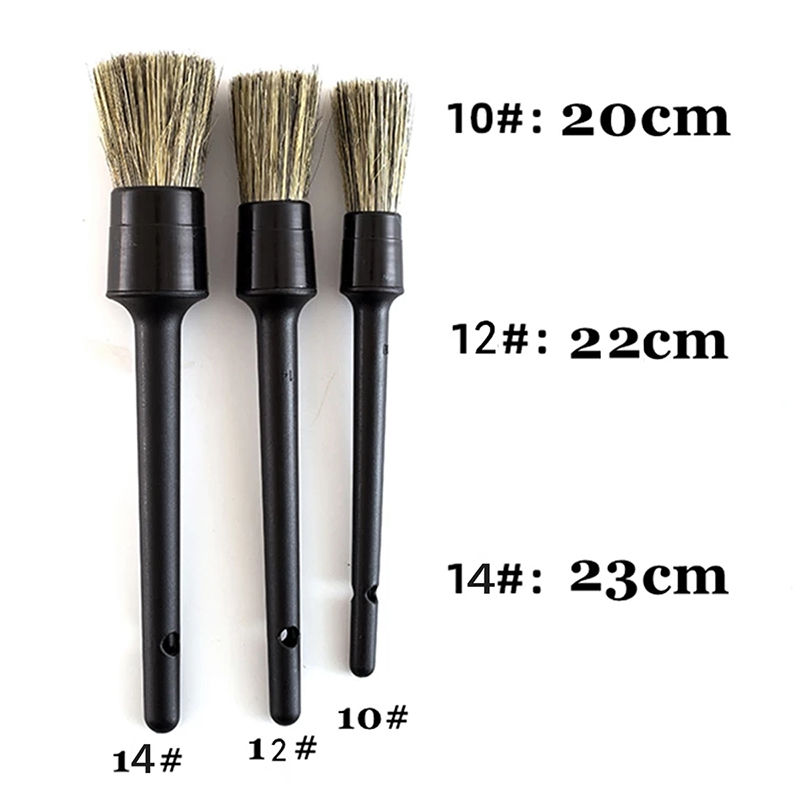 Thumbnail: 3 Pcs Natural Boar Hair Car Detailing Brush Set Soft Bristle Car Cleaning Brush