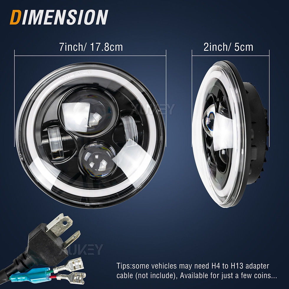 Thumbnail: 2X 7" INCH Round LED Headlights Halo Angle Eye For Jeep Wrangler JK LJ TJ C..