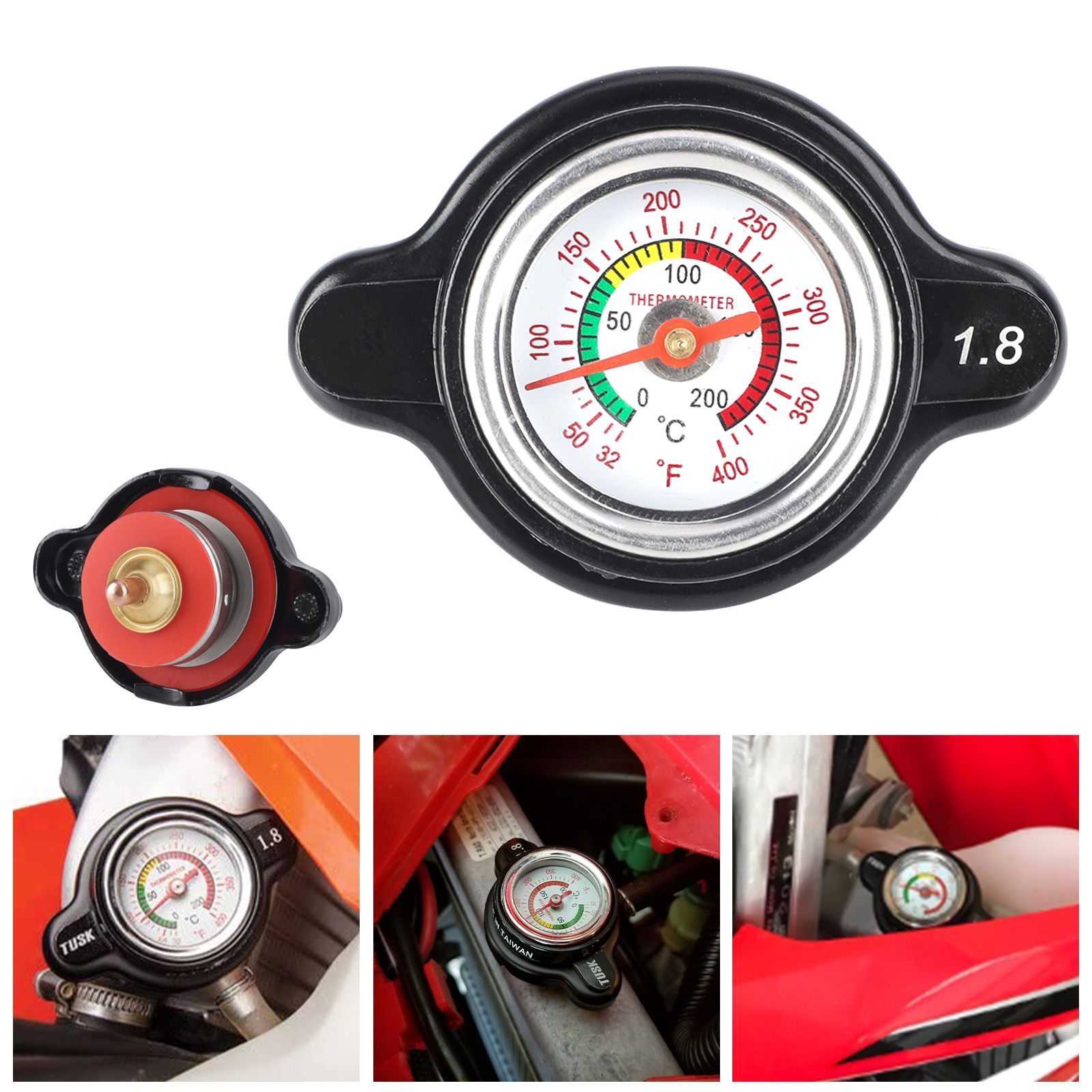 Bar High Pressure Radiator Cap 25.6Psi With Temperature Gauge For Honda Yamaha K