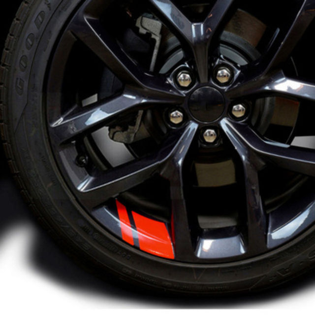 6Pcs Reflective Car Wheel Rim Vinyl Stickers Hash Mark Stripe Racing Wheel Hub D