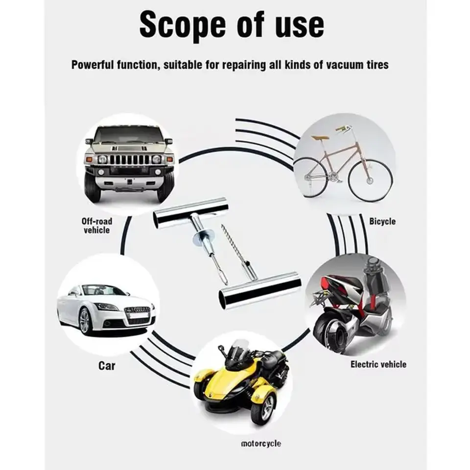 Thumbnail: Car Tire Repair Tool Tire Repair Kit Studding Tool Set Auto Bike Motorcycle Tire