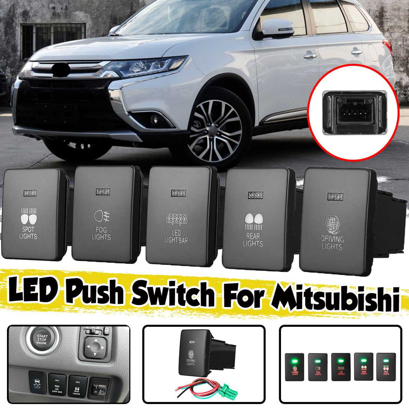 12V 3A DRL LED Light Parking Radar Battery Power supply Steering Sheel Music Swi