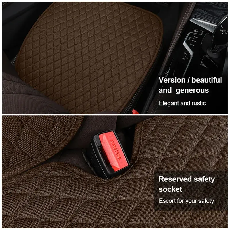 Thumbnail: SEAMETAL 1Pc Flax Car Front Seat Cover Breathable Linen Car Seat Cushion Anti Sl