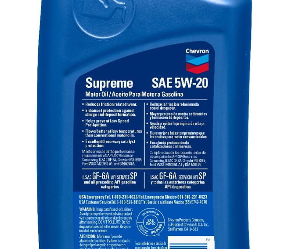 Thumbnail: Chevron Supreme Synthetic Blend Motor Oil 5W-20, 1 Quart