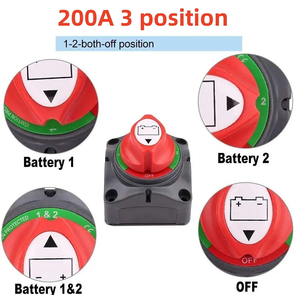 Thumbnail: Auto Battery Disconnect Switch 12V 24V Marine 200A 300A 600A Dual Battery Mass S