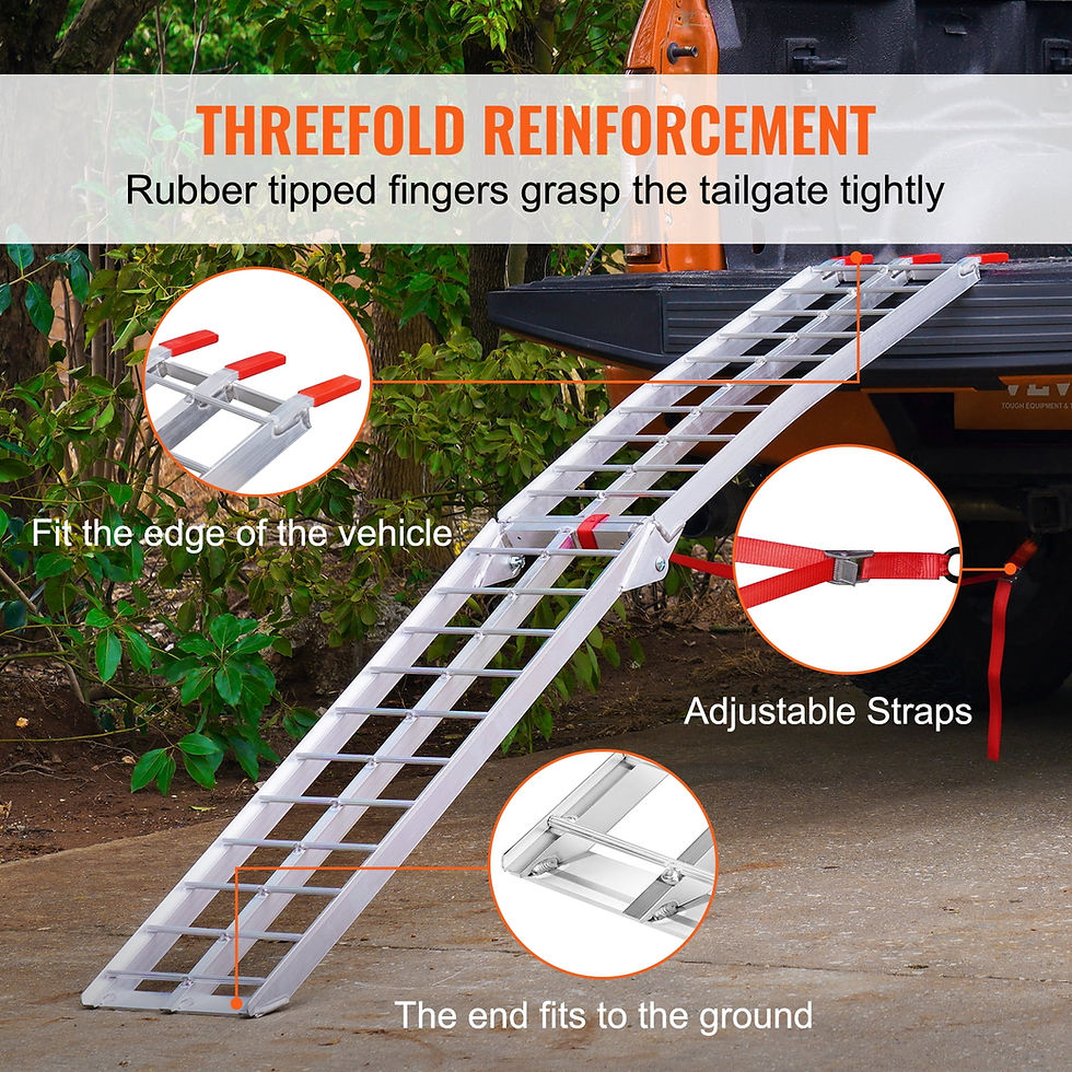 Thumbnail: VEVOR Aluminum Loading Ramp 750 lbs Foldable Light Non-slip Truck Ramps for..