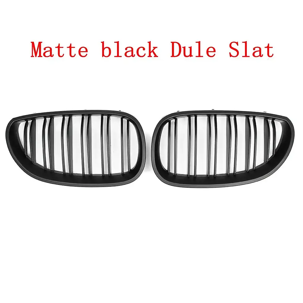 Thumbnail: Glossy/Matte Front Bumper Kidney Grille Grill Hood Mesh Double Line For BMW 5 Se