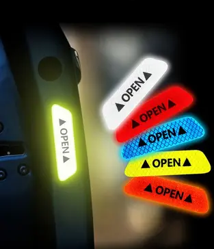 4Pcs/Set Car sticker Door Safety Warning Reflective Stickers Reflective Strip Wa
