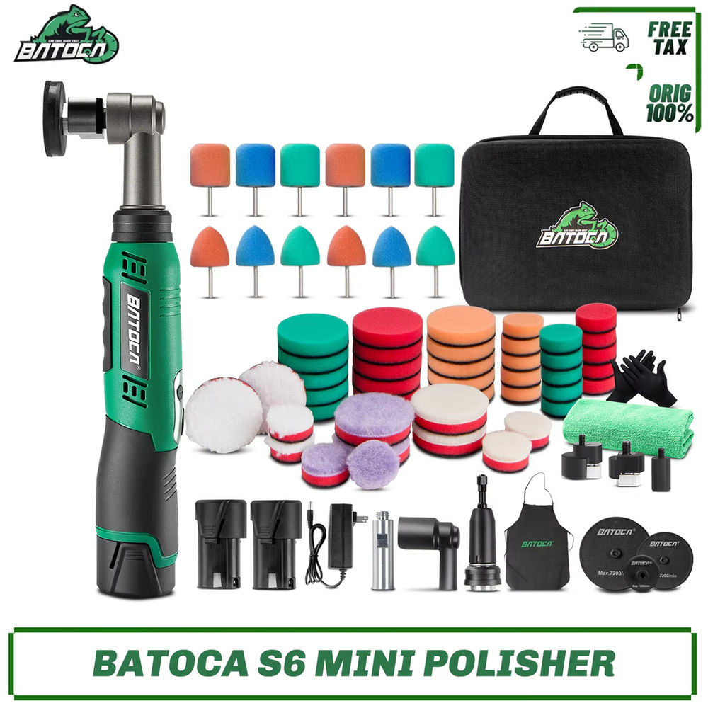 BATOCA S6 Cordless Mini Car Polisher 12V Cordless Polisher for Car Waxing 2.0Ah