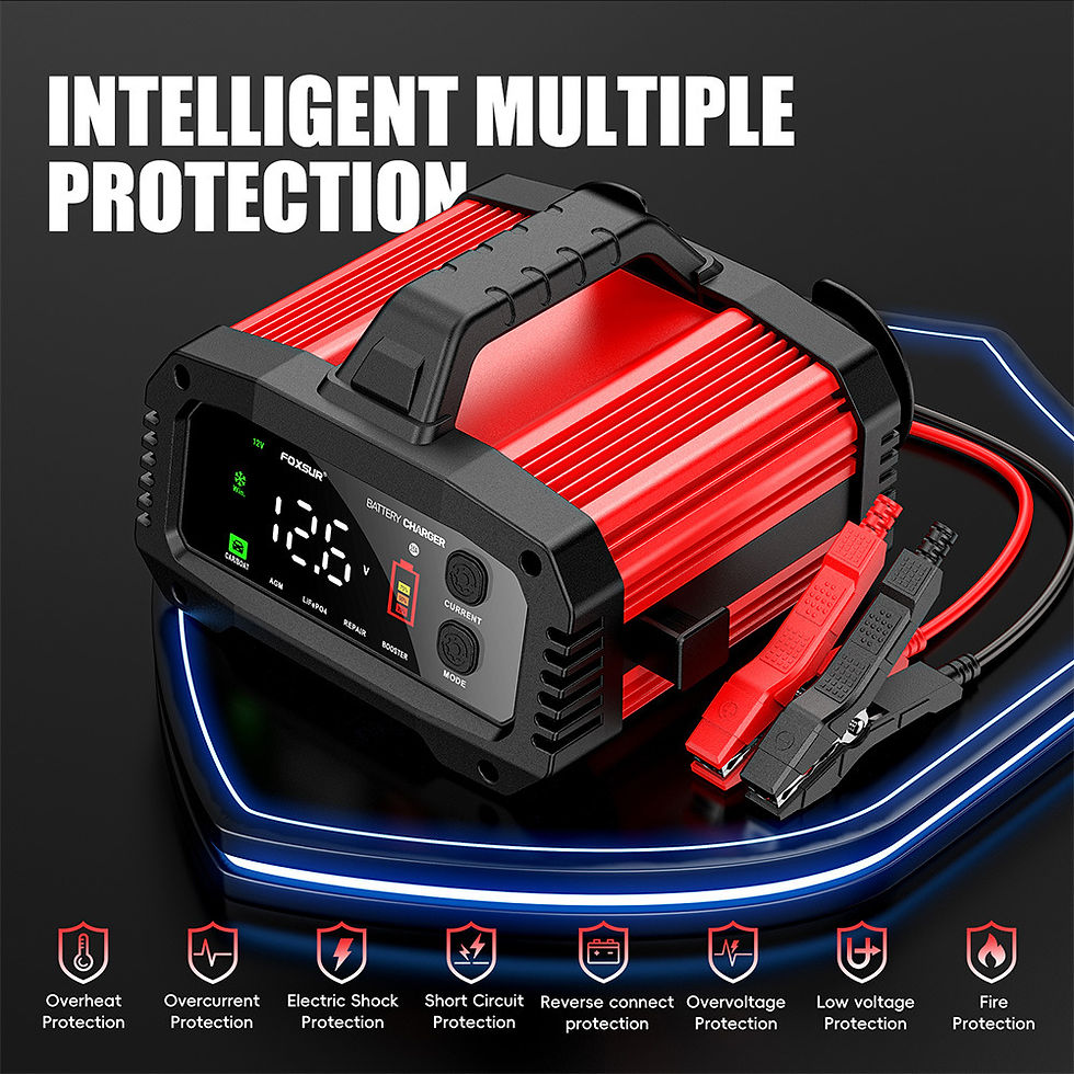 Thumbnail: Portable Smart Car Battery Charger 25A/15A for 12V-24V Motorcycle Lead Acid AGM