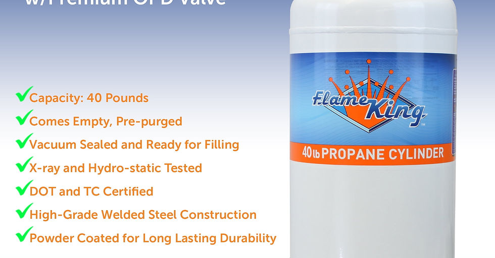 Thumbnail: Flame King Empty Steel Propane Tank, LP Cylinder with Type1 OPD Valve, 40 l..