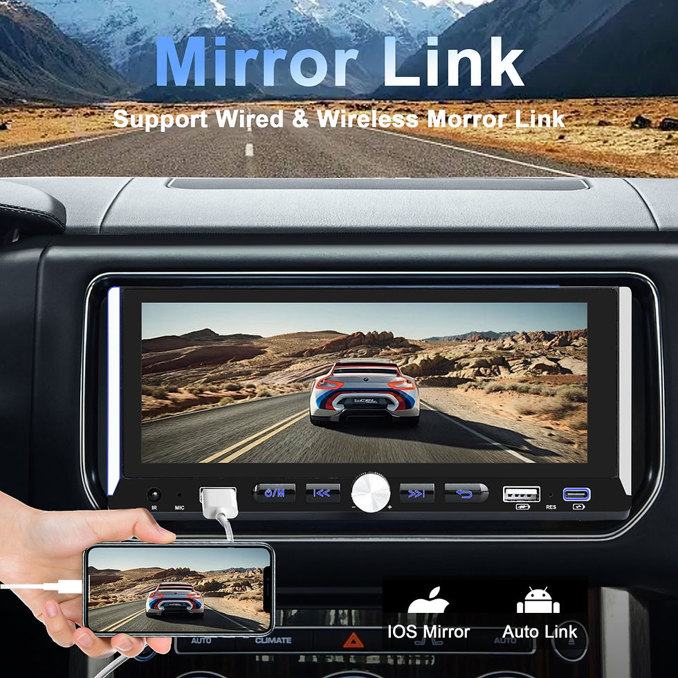 Thumbnail: Wireless Single Din Car Stereo with Apple Carplay & Android Auto, 6.9" Touc..
