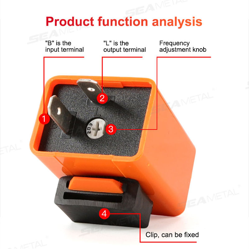 Thumbnail: SEAMETAL 2Pin Motorcycle LED Flasher Relay Adjustable Frequency of Turn Signal B