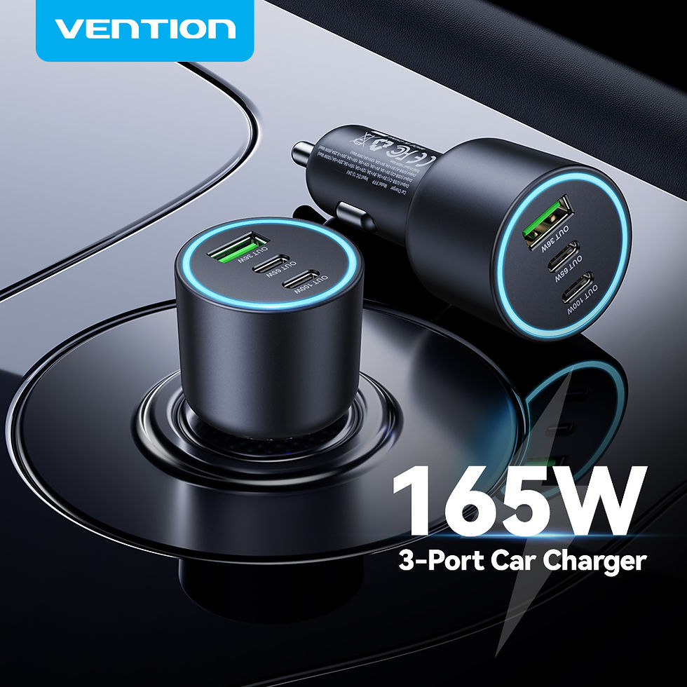 vention 100w three port usb c car charger black