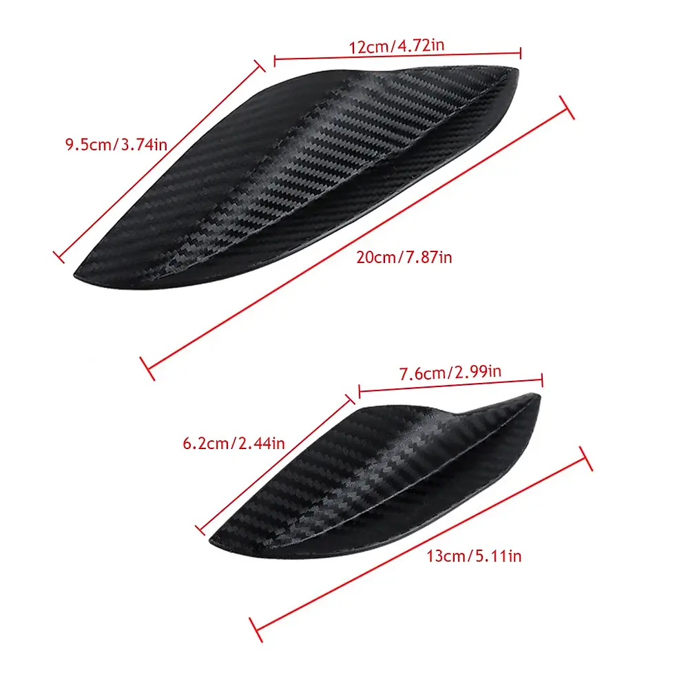 Thumbnail: 4pcs Universal Carbon Fiber Car Front Bumper Lip Rubber Fins Styling Spoilers Sp