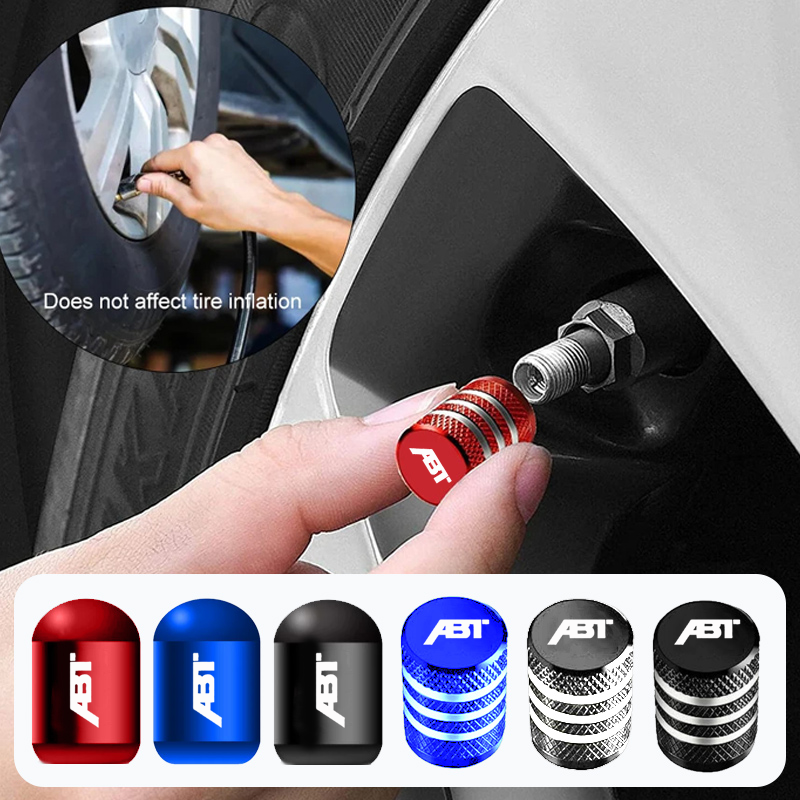 4Pcs Alloy Car Tire Rim Wheel Anti-dust Air Valve Caps for VW ABT Logo BORA Cadd